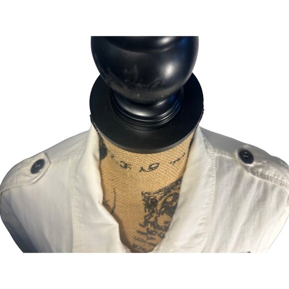 Old Navy Womens XL Utility Jacket Ivory Linen Blend Multiple Pockets - Picture 10 of 10